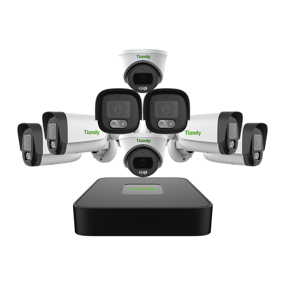 Camera set 8pcs 4MP (1 NVR ,6 Bullet Camera , 2 Dome Camera )