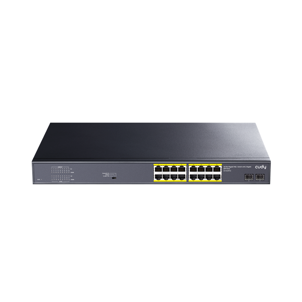 16-Port Gigabit PoE+ Switch with 2 Gigabit SFP ports 200W ( GS1020PS2 )