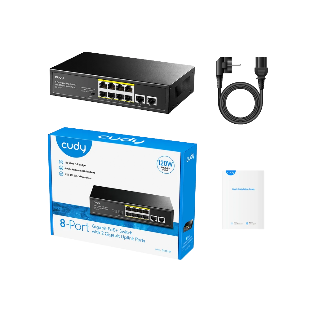 8-Port Gigabit PoE+ Switch with 2 Gigabit Uplink Ports GS1010P - Figura 2