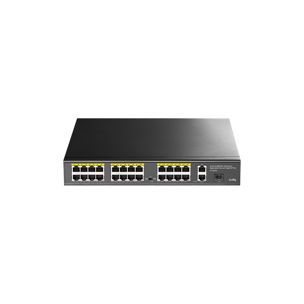 24-Port 10/100M PoE+ Switch with 2 Gigabit Port+ 1SFP 300W (FS1026PS1)