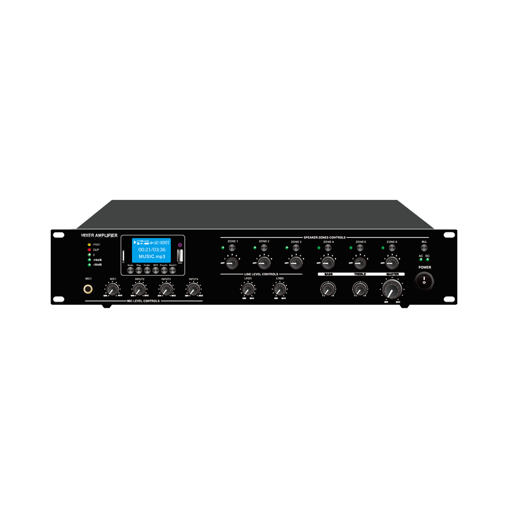 6 Zone 240 Mixer Amplifier with ATT/Mp3/USB/FM/Bluetooth | TM-240MTDA